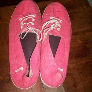 Vans Surf Siders Boat Shoes Sneakers Women's Size 10.5 Pink Canvas Lace Up
